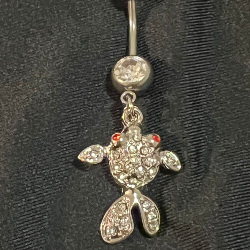 Goldfish Koi Cubic Zirconia Dangle 14g Belly Ring Surgical Steel.